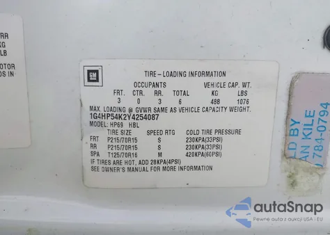 2000 Buick Lesabre Custom из США, поврежденный, VIN 1G4HP54K2Y4254087